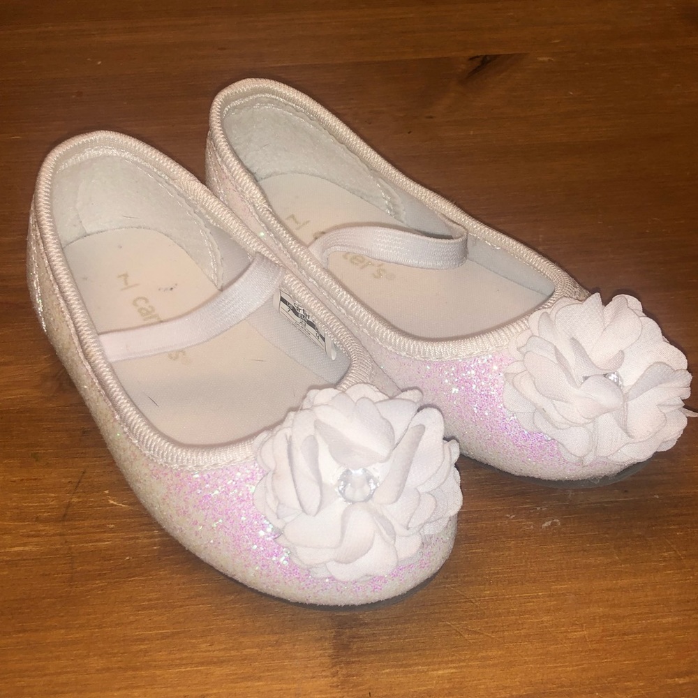 Carters white sparkle flats